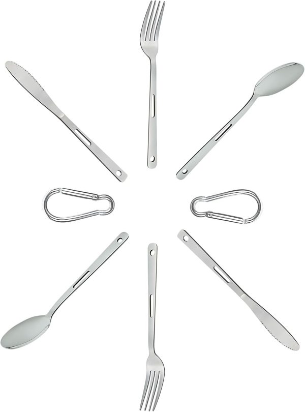 2 set Camping utensil and silverware of ultra light 4 in 1 camping utensil set of spoon fork knife combo for 2 persons use for camping,hiking,RV traveling as outdoor cooking and dining