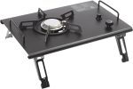 Folding Camping Stove, Portable Folding Camp Stove with Single Burner, Stainless Steel Camp Stove for Emergency, Cooking, Hiking, Backpacking (Black)