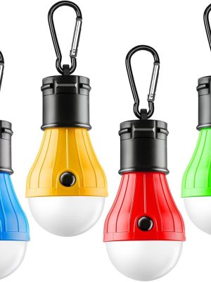 Tent Lamp 4 Packs Portable LED Tent Lights Clip Hook Hurricane Emergency Lights LED Camping Lights Bulb Camping Lanterns Camping Equipment for Camping Hiking Backpacking Outage