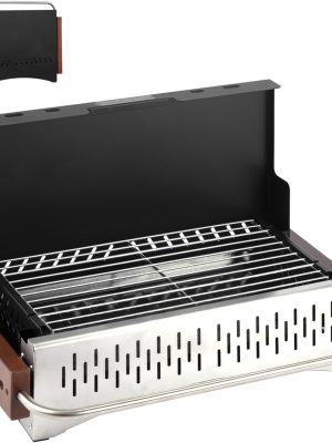 Portable Charcoal Grill, Tabletop Foldable Barbeque Grill, Stainless Steel Notebook Grill, Small BBQ Grill for Outdoor Cooking Backyard Camping Traveling Picnics Beach