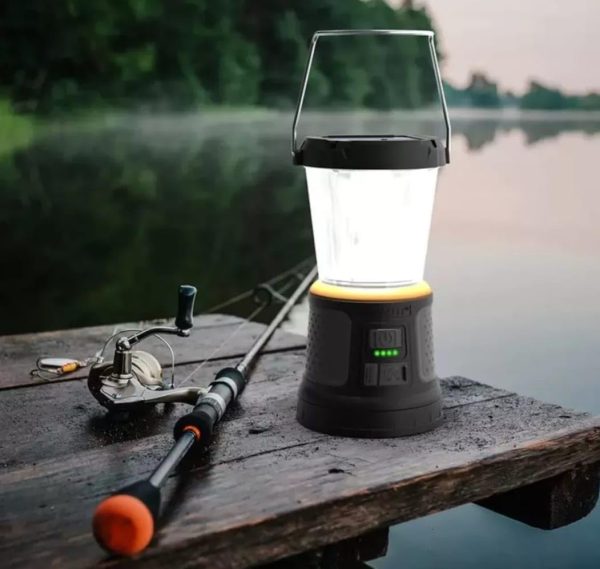 2000 lumens LED flashlight with 360° and 180° illumination for camping, fishing and emergency use, 6 light modes and 3 power supplies available for charging, 1654528