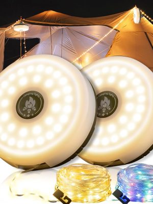 2-Pack Camping String Lights - 4 in 1 Outdoor Camping Lantern with 8 Lighting Modes(32.8Ft), Quick 30s Recovery, Waterproof,  Fast Charging, Portable Camping Lights for Camping/Yard/Hiking