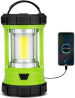 Rechargeable Camping Lantern, 3000LM 5 Light Modes Camping Light 4400 Capacity Phone Charger LED Impact-Resistant Flashlight Lantern Portable Waterproof Hurricane Lanterns for Emergency(Pale Green)