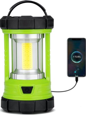 Rechargeable Camping Lantern, 3000LM 5 Light Modes Camping Light 4400 Capacity Phone Charger LED Impact-Resistant Flashlight Lantern Portable Waterproof Hurricane Lanterns for Emergency(Pale Green)