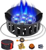 Propane Burner, Single Propane Stove, Windproof Gas Stove for Outdoor Cooking, Portable Gaming Stove with Piezo Ignition, Includes Carrying Bag