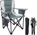Heavy Duty Camping Chairs 600D Oxford Portable Folding Chair - Extra Wide Armrests, Cup Holder & Cooler Bag, Supports 350lbs, Ideal for Outdoor, Beach, Picnic & Sports