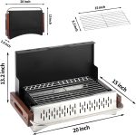 Portable Charcoal Grill, Tabletop Foldable Barbeque Grill, Stainless Steel Notebook Grill, Small BBQ Grill for Outdoor Cooking Backyard Camping Traveling Picnics Beach