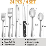 Silverware Set with Steak Knives Service for 4,Stainless Steel Flatware, Mirror Polished Cutlery Utensil Set for Home Kitchen Eating Tableware, Include Fork Knife Spoon, Dishwasher Safe