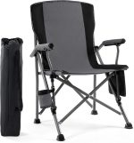 Camping Chair for Adults,Portable Folding Lawn Chair for Outside,Heavy Duty Camping Chair Support up to 330lbs,Collapsible Outdoor Beach Chair with Cup Holder(Grey)