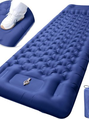 Inflatable Camping Sleeping Pad with Pillow, Extra Thickness 4 Inch Sleeping Mat with Built-in Pump, Compact & Ultralight Camping Air Mattress for Backpacking Hiking Tent Traveling