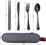 Reusable Travel Utensils Set with Case, Premium Stainless Steel Flatware, Portable Silverware for Lunch, Camping, Picnic, Travel Fork and Spoon Set, To Go Utensils, Dishwasher Safe