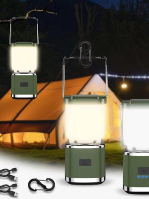 LED Camping Lantern, 1000 Lumens Camping Lantern Rechargeable with 4 Light Modes, Waterproof, Camping Essentials, Mini Lantern Flashlight for Camping, Hurricane, Emergency, Hiking, Power Outages, 2pc