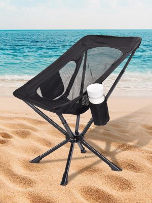 Portable Chairs for Adults Foldable, Fast Setup, Lightweight & Small Folding Chair with Cup Holder, Side Pocket and Carry Bag - Support 350 LBS